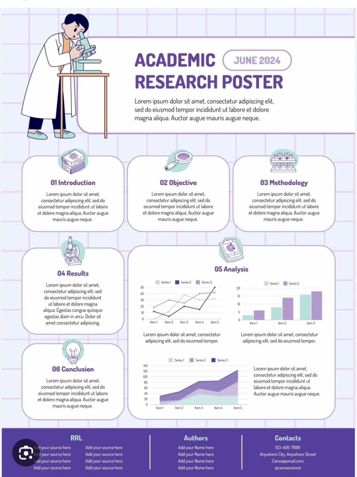 Illustrated academic poster with charts and a footer bar.
